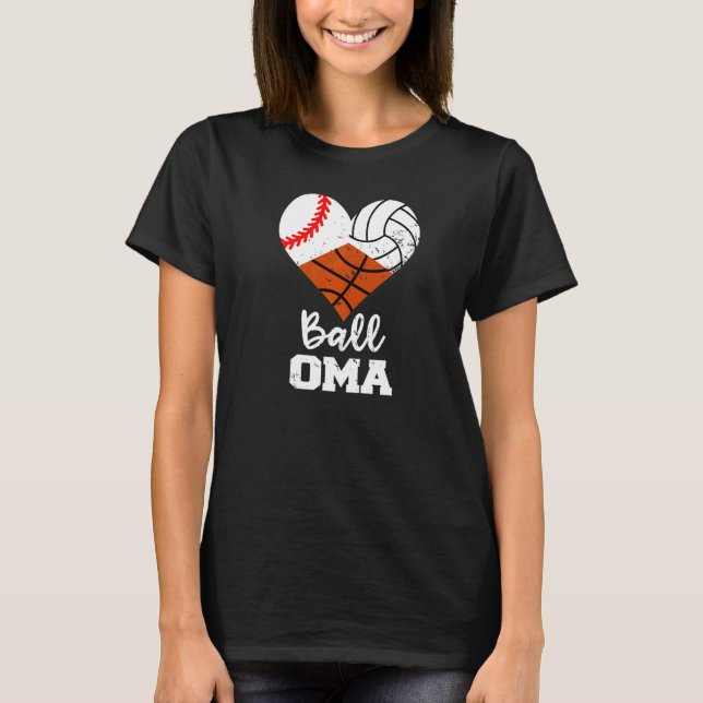 Camiseta Ball Oma Heart Béisbol Voleibol de Baloncesto Oma (Anverso)