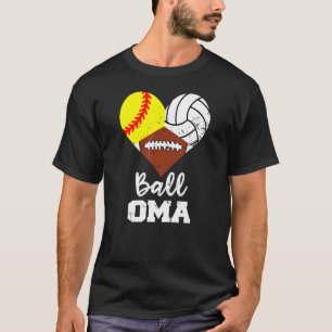 Camiseta Ball Oma Heart Softball Volleyball Football Oma