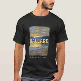 Camiseta Ballard Washington Seattle WA Atardecer en Golden