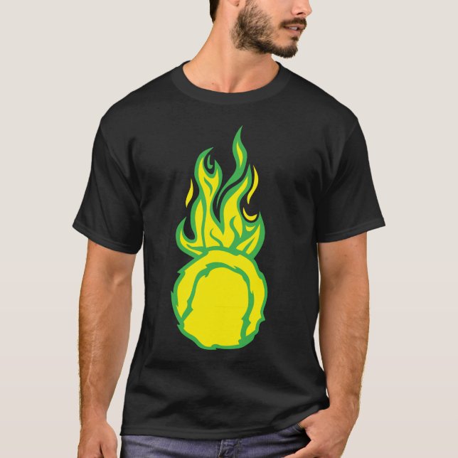 Camiseta balle tennis flamme fire flame cartoon dessin (Anverso)