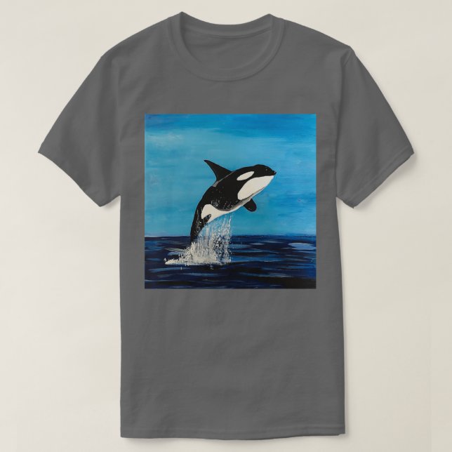 Camiseta Ballena asesina u orca en acrílicos sobre lienzo (Diseño del anverso)