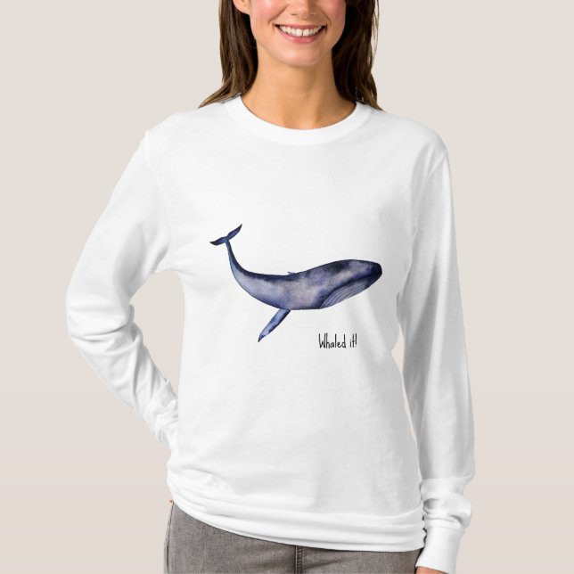 Camiseta Ballena azul acuarela (Anverso)