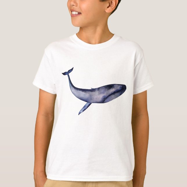 Camiseta Ballena azul acuarela (Anverso)