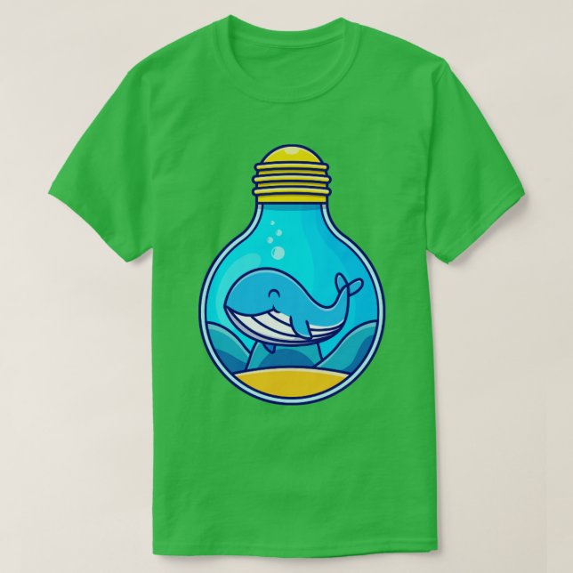 Camiseta Ballena Azul Cubierta Nadando En Bombilla (Diseño del anverso)