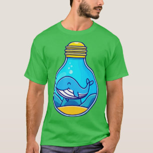 Camiseta Ballena Azul Cubierta Nadando En Bombilla