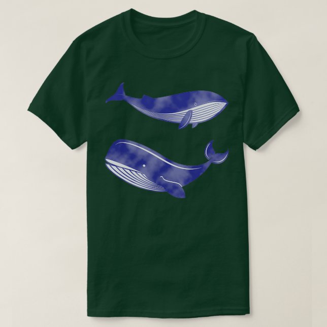 Camiseta ballena azul oscuro de color agua (Diseño del anverso)