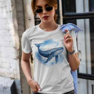 Camiseta Ballena celeste acuarela