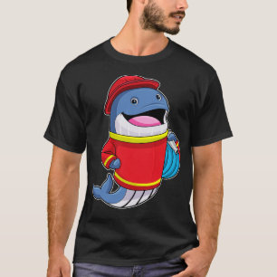 Camiseta Ballena como bombero con manguera