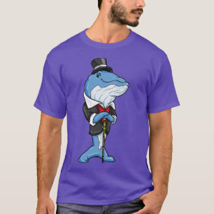 Camiseta Ballena como novio con arco de chaqueta y bastón p