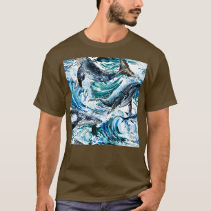 Camiseta ballena con patrón de olas