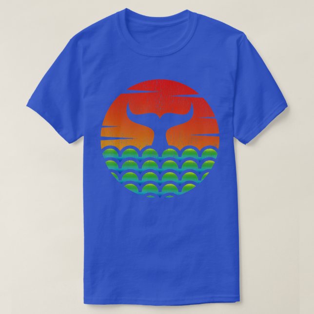 Camiseta Ballena de cola de ballena mirando el atardecer (Diseño del anverso)