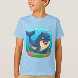 Camiseta Ballena de dibujos animados sonriente linda