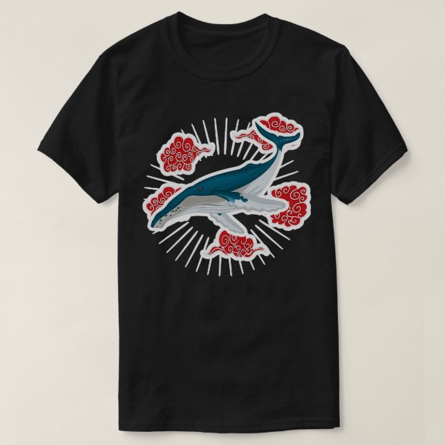 Camiseta Ballena De Esquina Flotando En Las Nubes (Diseño del anverso)