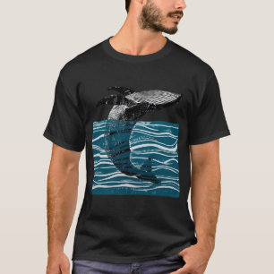 Camiseta ballena de mar salta ballena en olas azules