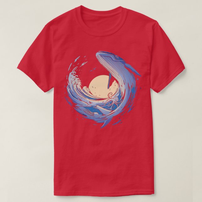 Camiseta Ballena de olas oceánicas Animales que nadan Hermo (Diseño del anverso)