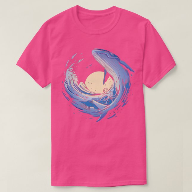 Camiseta Ballena de olas oceánicas Animales que nadan Hermo (Diseño del anverso)