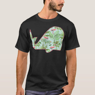 Camiseta Ballena divertida llena de flamencos rosados tropi