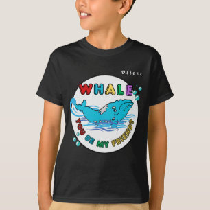 Camiseta Ballena, eres mi amigo, ballena jorobada azul