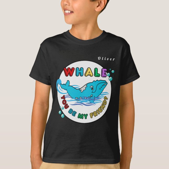 Camiseta Ballena, eres mi amigo, ballena jorobada azul (Anverso)