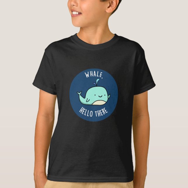Camiseta Ballena Hola Allí Funny Whale Pun Dark BG (Anverso)