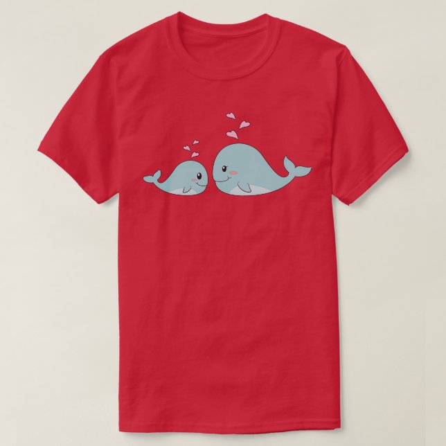 Camiseta Ballena Madre Pescado bebé embarazada Ducha Mujere (Diseño del anverso)