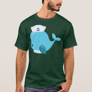 Camiseta Ballena marinera cuta ballena pequeña ballena azul