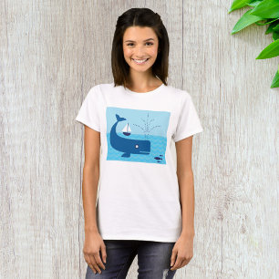 Camiseta Ballena náutica y barco de vela Mar azul océano