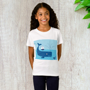 Camiseta Ballena náutica y barco de vela Mar azul océano