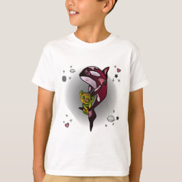 Camiseta Ballena orca con oso de peluche en diseño gráfico 