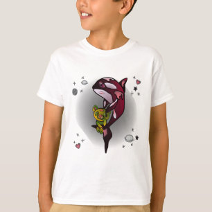 Camiseta Ballena orca con oso de peluche en diseño gráfico 