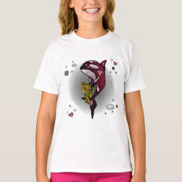 Camiseta Ballena orca con oso de peluche en diseño gráfico 