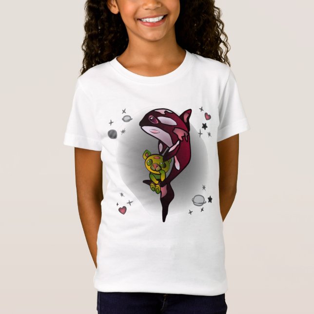 Camiseta Ballena orca con oso de peluche en diseño gráfico  (Anverso)