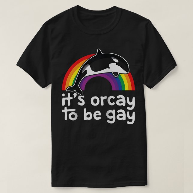 Camiseta Ballena Orca LGBT Es Orcay Ser Gay Arcoíris Orgull (Diseño del anverso)