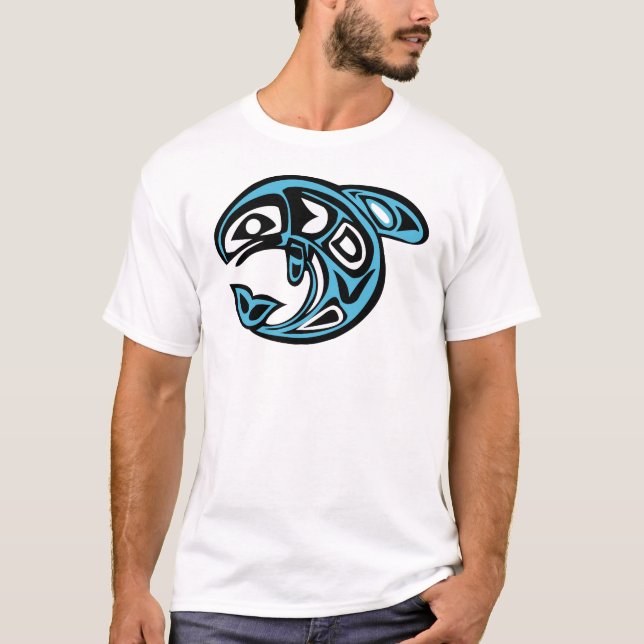 Camiseta Ballena orca nativa norteamericana, azul cielo (Anverso)