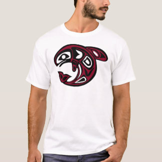 Camiseta Ballena orca nativa norteamericana, roja