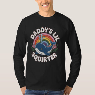 Camiseta Ballena Papá Pequeño Chorrito Ballena Arcoíris Lin