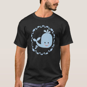 Camiseta Ballena Pequeña En Un Círculo Colorido De Pescado