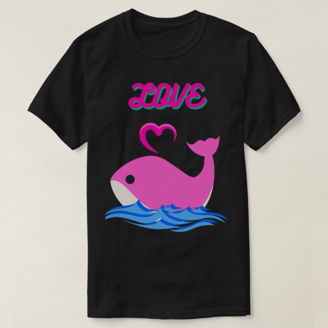 Camiseta ballena rosa de amor (Diseño del anverso)