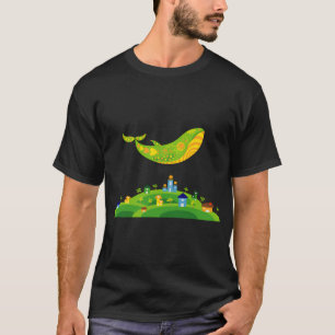 Camiseta Ballena sobre pequeño pueblo