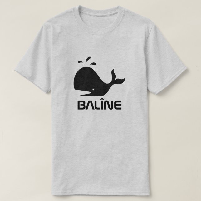 Camiseta Ballena y palabra kurda para ballena, balîne, gris (Diseño del anverso)