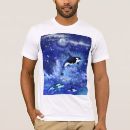 Camiseta Ballenas asesinas a plena Luna - Dibujo artístico