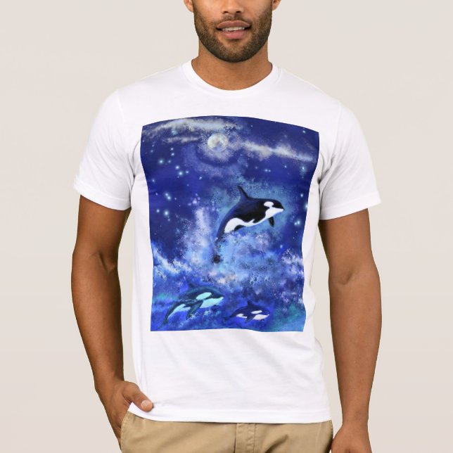 Camiseta Ballenas asesinas a plena Luna - Dibujo artístico (Anverso)