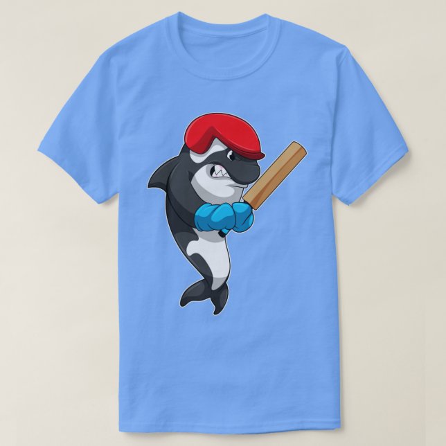 Camiseta Ballenas asesinas en Cricket con bate de críquet (Diseño del anverso)