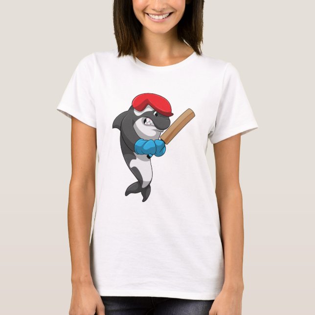 Camiseta Ballenas asesinas en Cricket con bate de críquet (Anverso)
