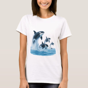 Camiseta Ballenas asesinas rompen desde el océano azul clar