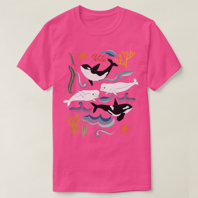 Camiseta Ballenas canadienses observan el rosa del coral (Diseño del anverso)