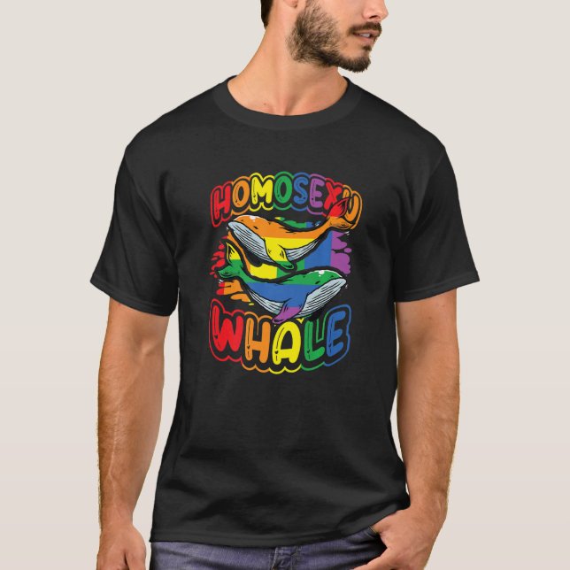 Camiseta Ballenas de arcoiris homosexuales LGBT 1 (Anverso)