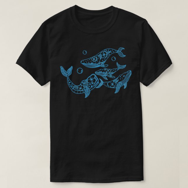Camiseta Ballenas florales (Diseño del anverso)