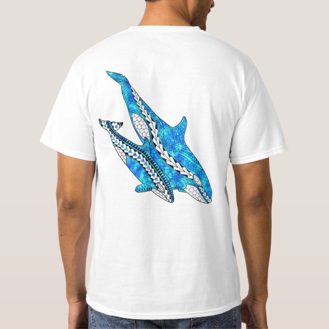 Camiseta Ballenas tribales orcas (Reverso)