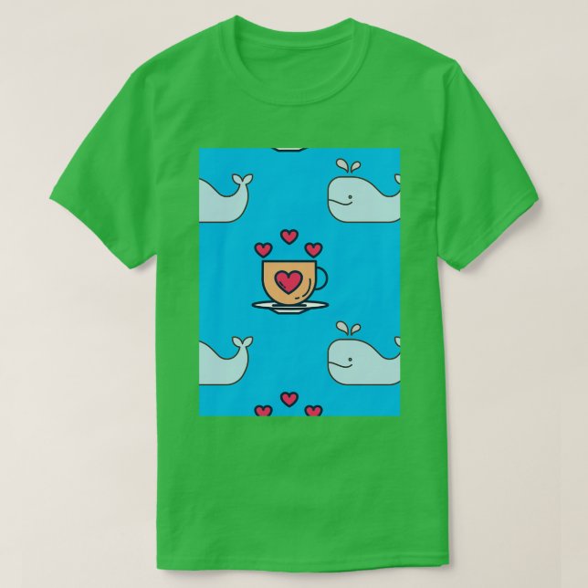 Camiseta Ballenas y café (Diseño del anverso)